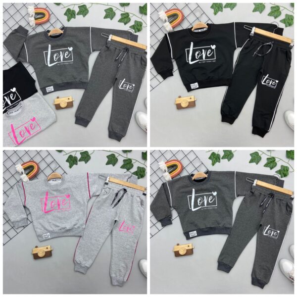 LOVE BASKILI KIZ ÇOCUK TAKIMI 5-12 yaş