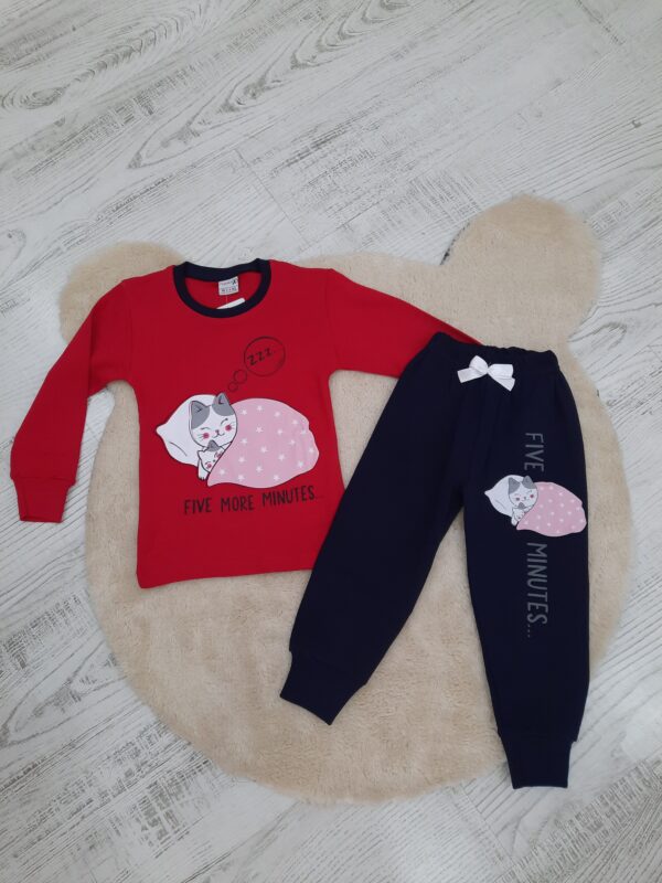 KEDİLİ KIZ PİJAMA TAKIMI 3-11 yaş