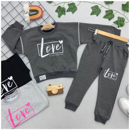 LOVE BASKILI KIZ ÇOCUK TAKIMI 5-12 yaş