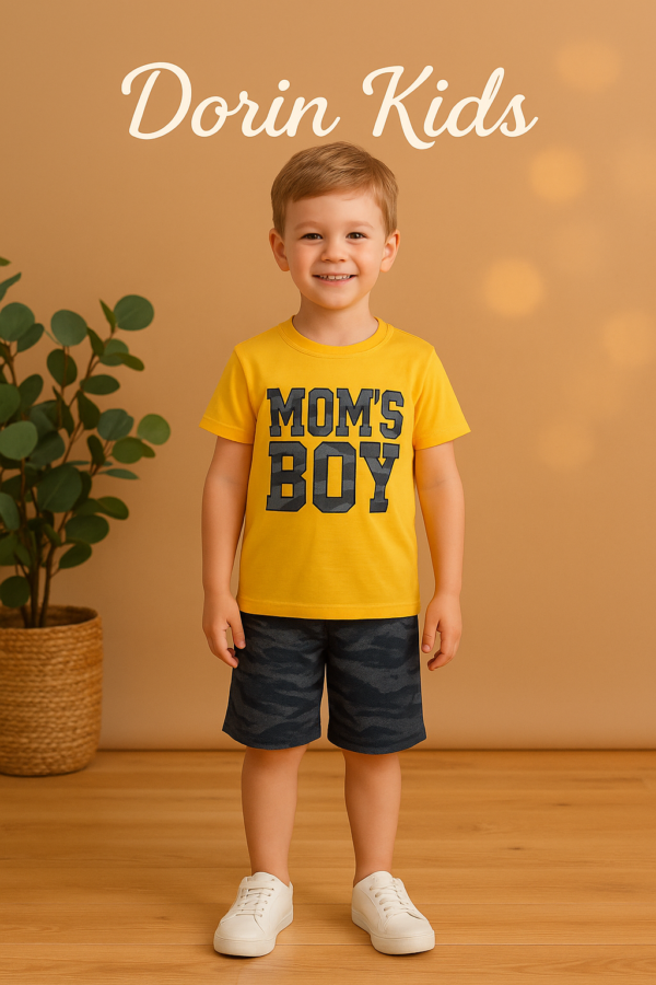MOM'S BOY YAZILI ERKEK ÇOCUK TAKIMI 2-6 yaş