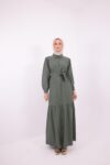 BOYDAN DÜĞMELİ ÇİLEK ELBİSE